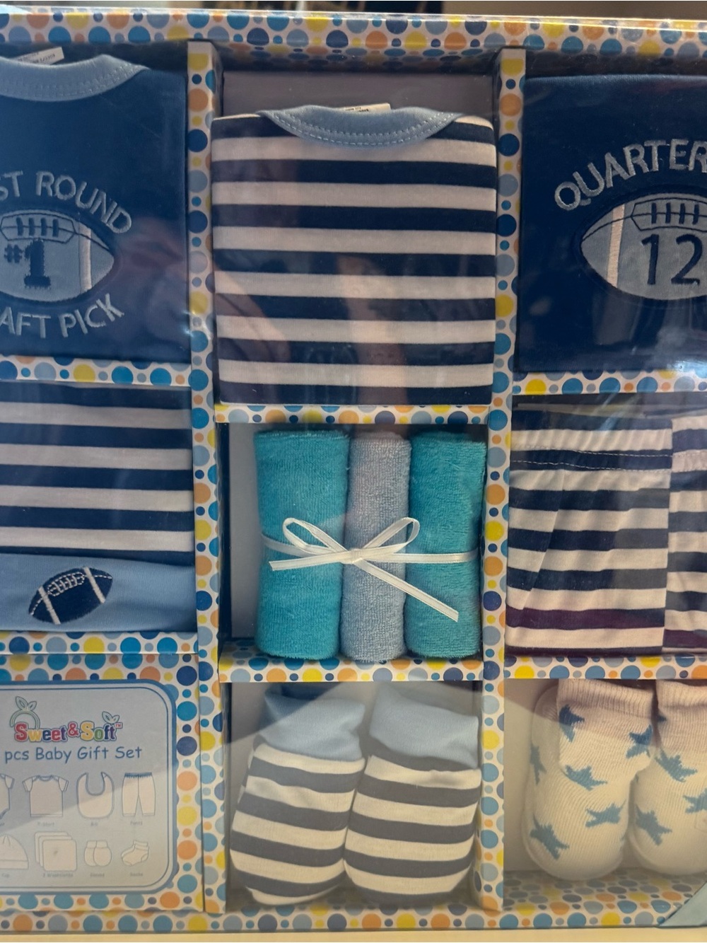 Baby Boy 9-Piece Gift Set - Blue Stripes & Teal Accents